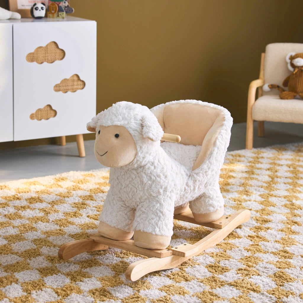 Sedia a dondolo pecorella per bambini, bianco