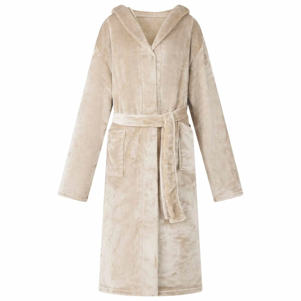 Accappatoio con Cappuccio Beige s Flanella 42017213