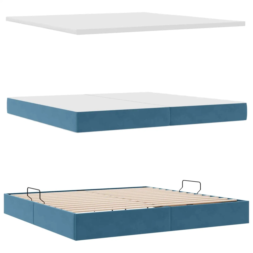 Letto con Contenitore Blu Scuro 200 x 200 cm Velluto