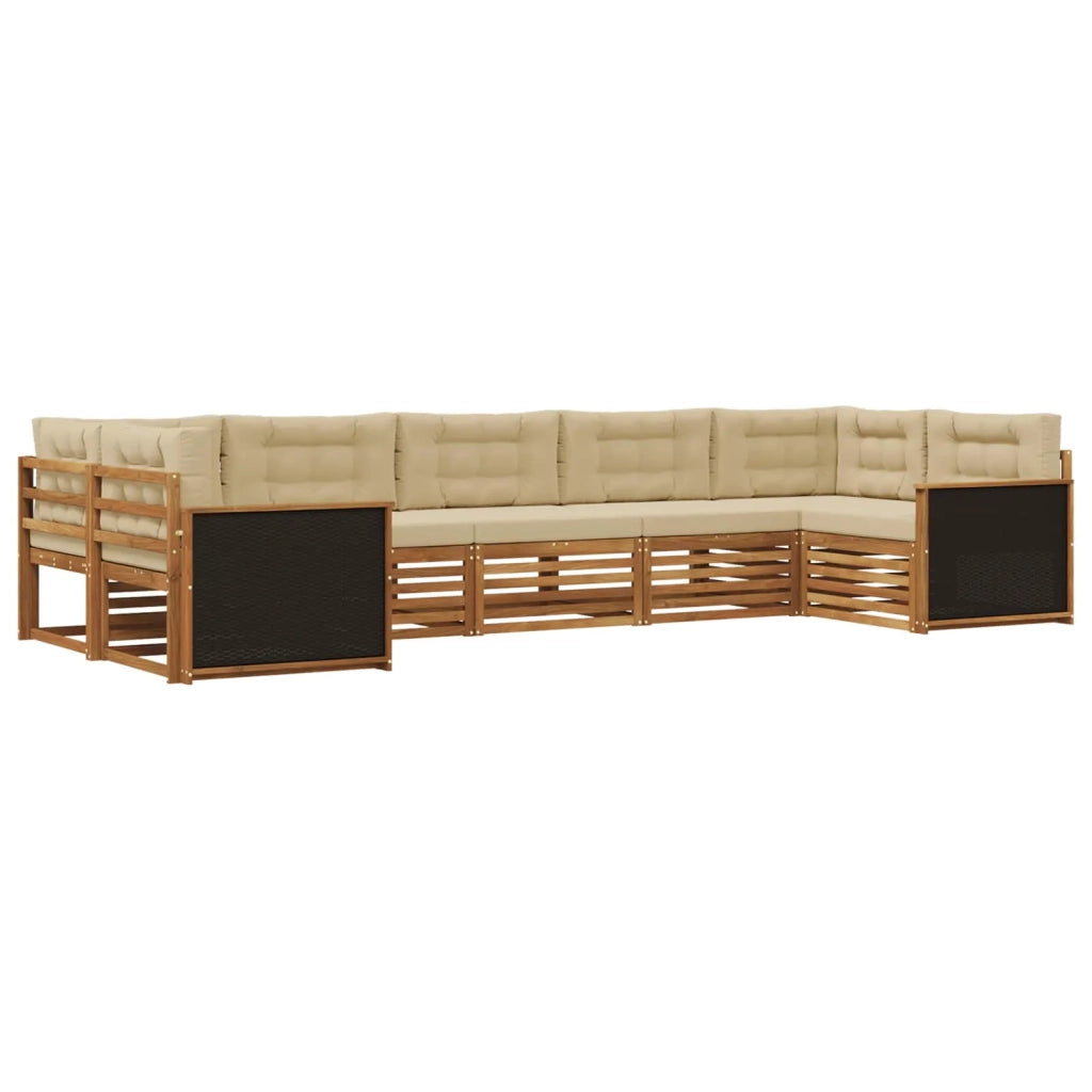 Set di divani da esterno con cuscino 7 pcs Naturale e Beige 3383796