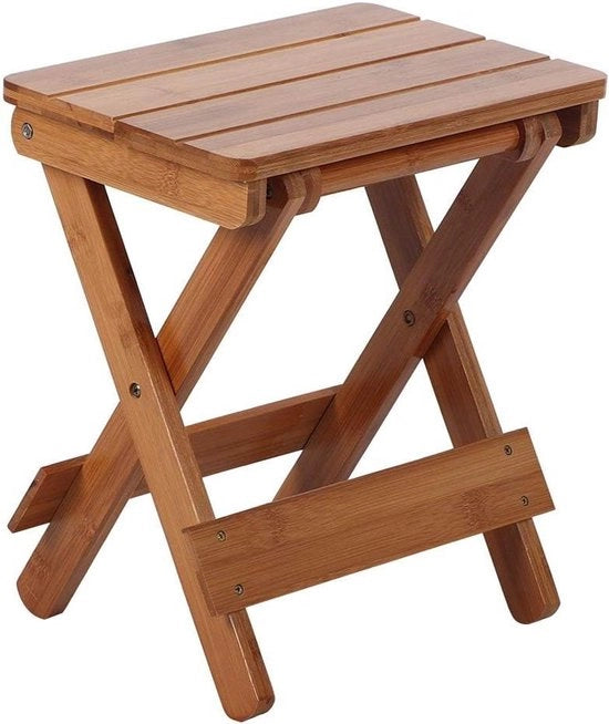 Sedia da Bagno in Bambù Ripiegabile Portatile e Solida per Bagno e Giardino - 11x7.7x12in