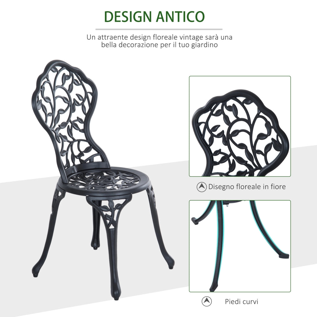 Set da Giardino 3 Pezzi con Tavolo Rotondo e 2 Sedie ¨C Xylo ¨C Alluminio Nero
