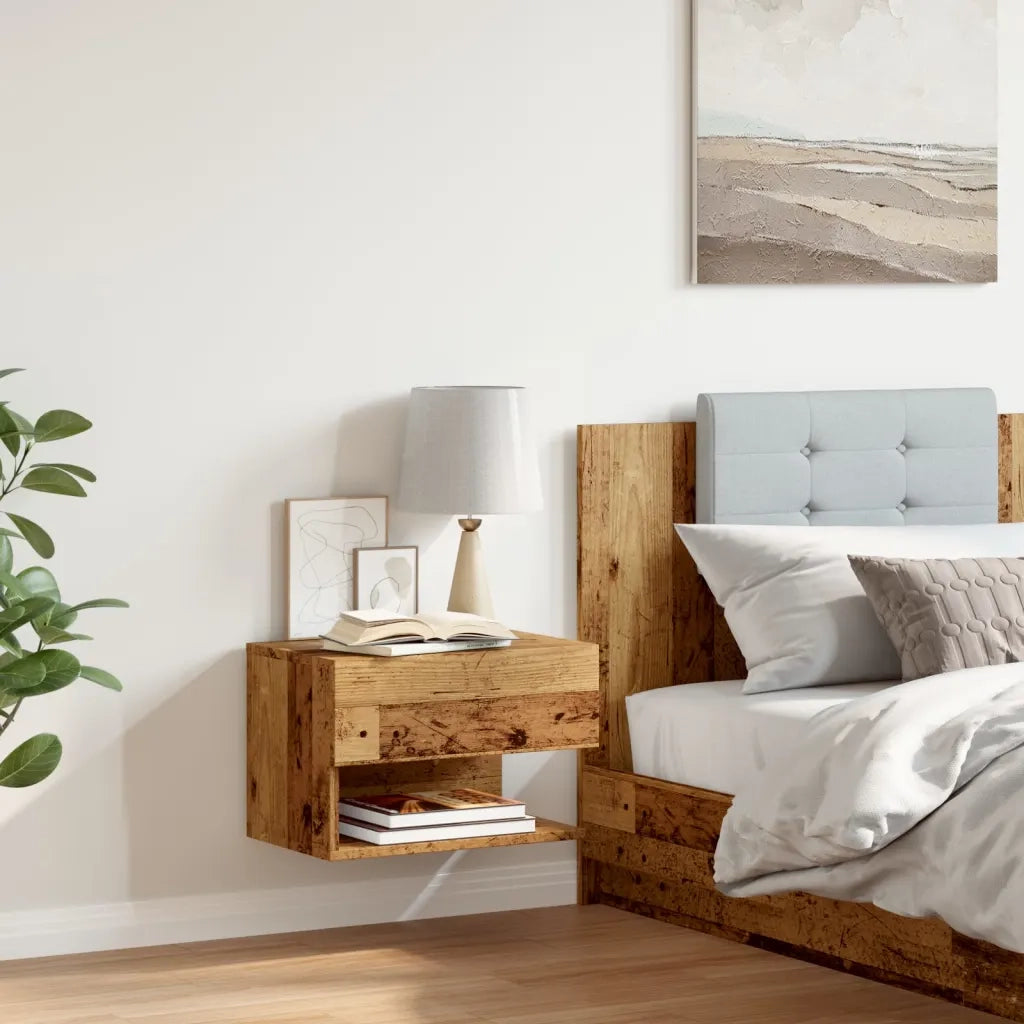 Comodino | Armadio da Notte | Mobiletto da notte da Parete Legno Antico