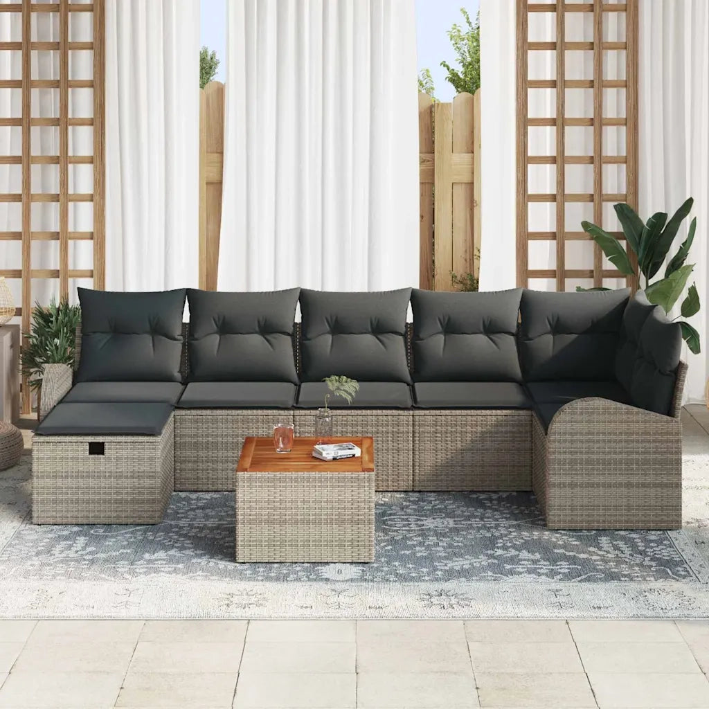 Set Divano da Giardino con cuscino 8 pcs Grigio Poly Rattan 3360849