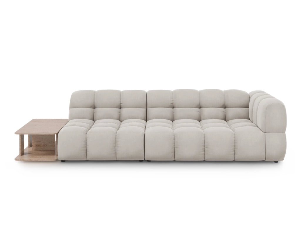 Cosmopolitan Design - Divano modulare sinistro "Sky" 4 posti in velluto beige chiaro 