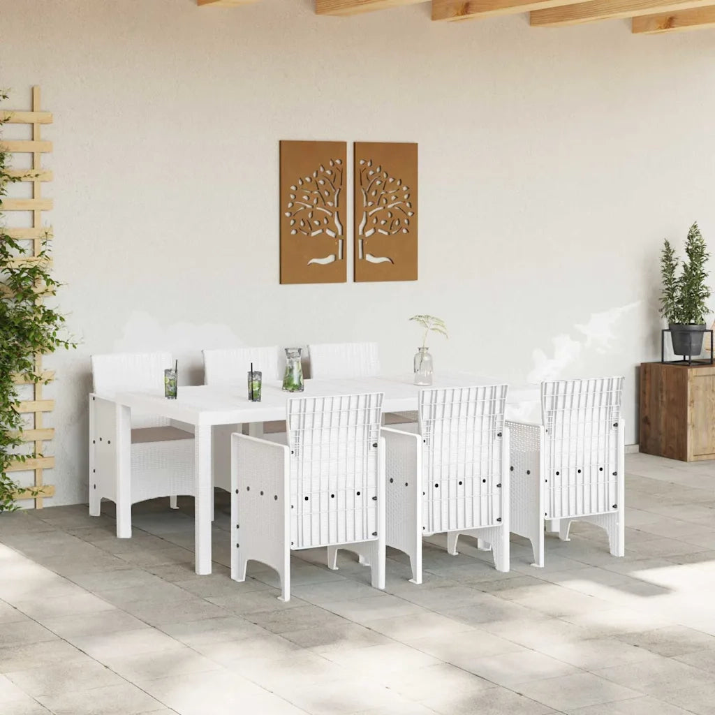 Set da Pranzo per Giardino 7 pcs Bianco Polipropilene 3378723