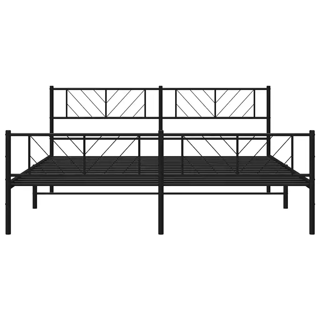 Letto matrimoniale | Letto per adulti | Giroletto con Testiera e Pediera Metallo Nero 193x203 cm