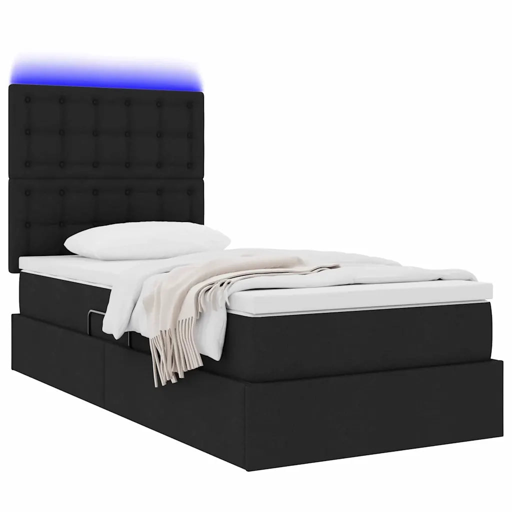Letto con contenitore e LED con led Nero 90 x 200 cm Poliestere