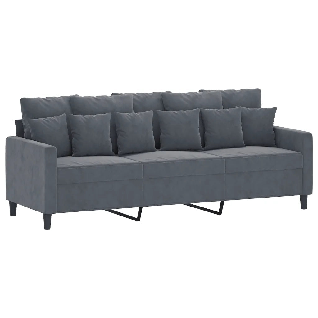 Set di Divani 4 pz con Cuscini Grigio Scuro in Velluto