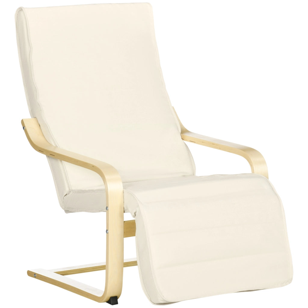 Poltrona Relax con Poggiapiedi Regolabile ¨C Minimal ¨C Tessuto Crema 66,5x94x100cm