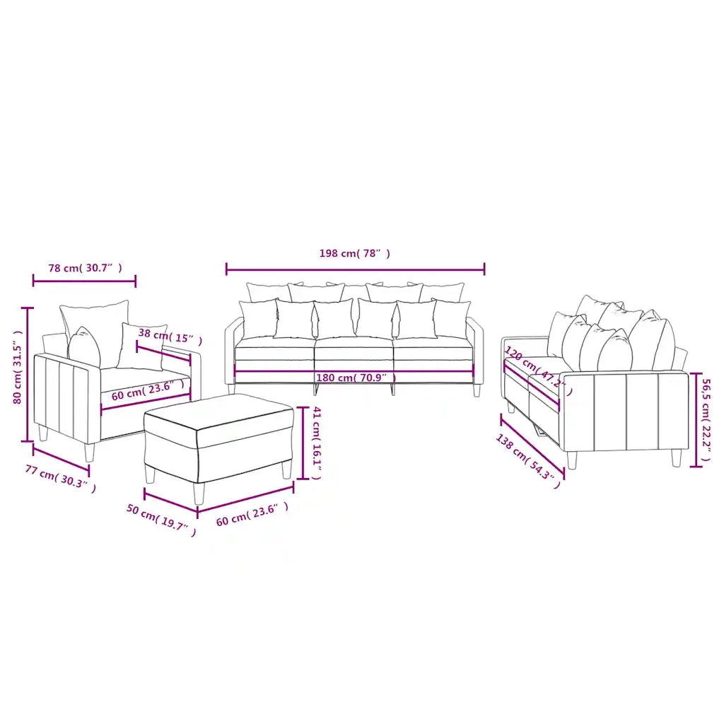 Set di Divani 4 pz con Cuscini Marrone in Velluto 3201697