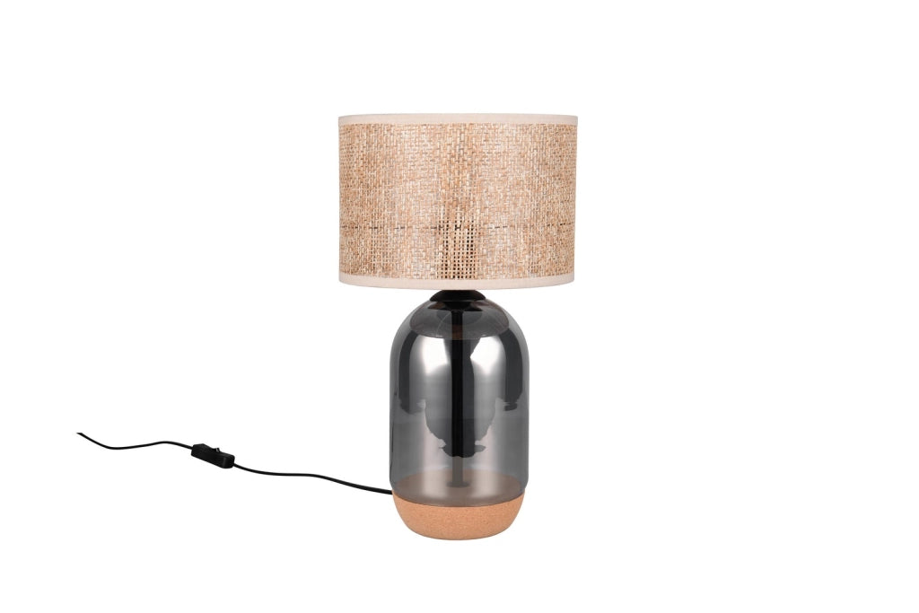 Lampada tavolo TARA vetro cromo vimini 43cm E27 Trio