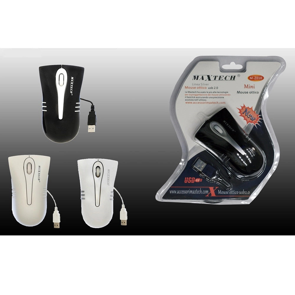 Trade Shop - Mouse Usb Con Cavo Ottico Mini Con Filo Per Computer Pc Portatile Notebook Maxtech M-z010 -