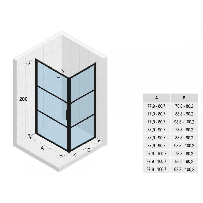 Box doccia angolare GRID 201 RIHO 100x100 x200cm