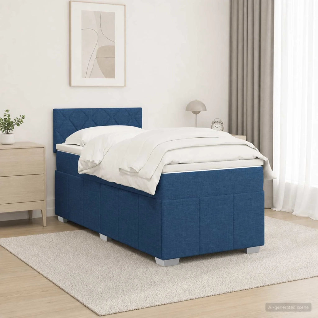 Letto box spring con materasso Blu 90 x 200 cm Tessuto 3452599