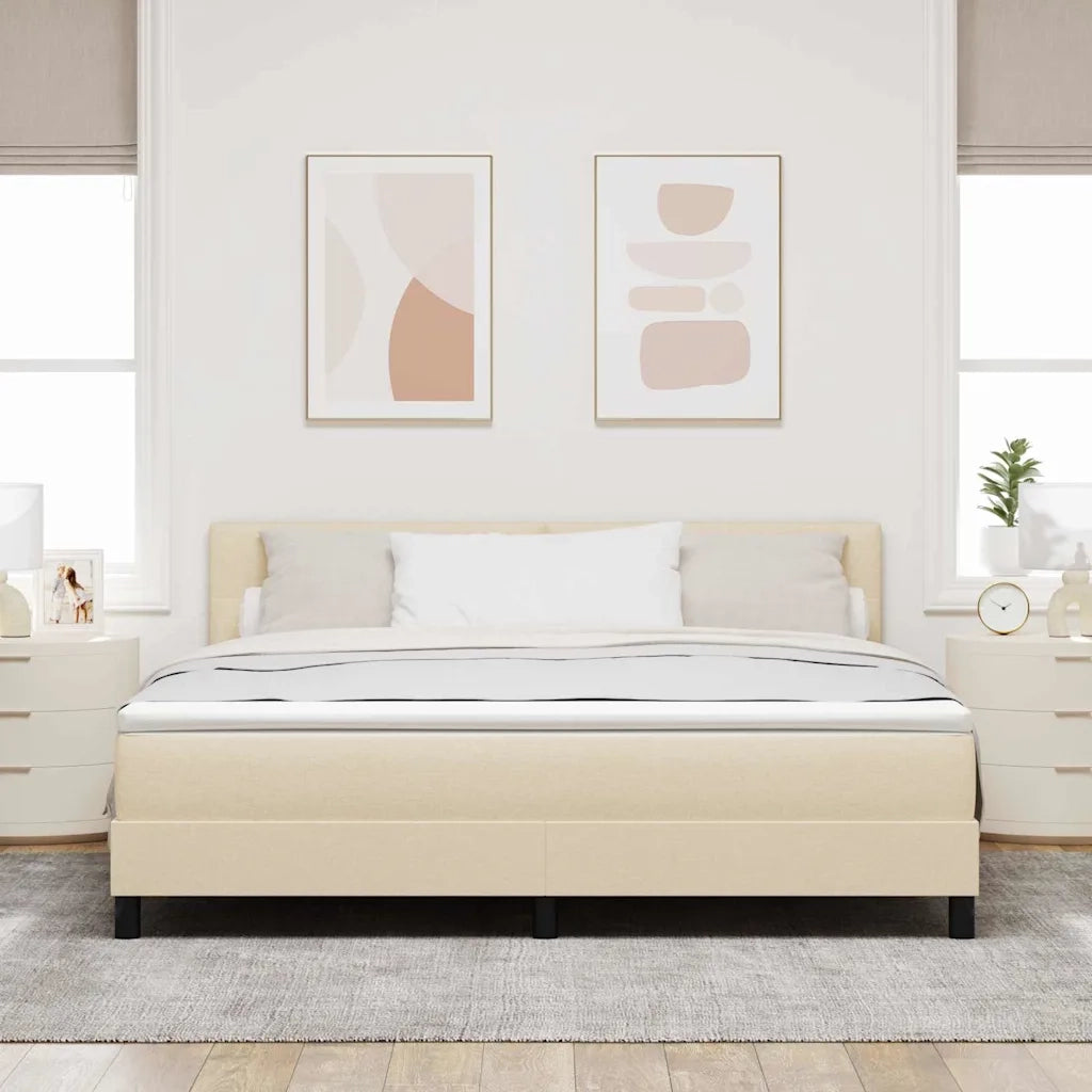 Letto a molle con materasso con led Crema 180 x 200 cm Tessuto