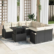 Set Divano da Giardino con archiviazione 9 pcs Nero polyrattan 3348613