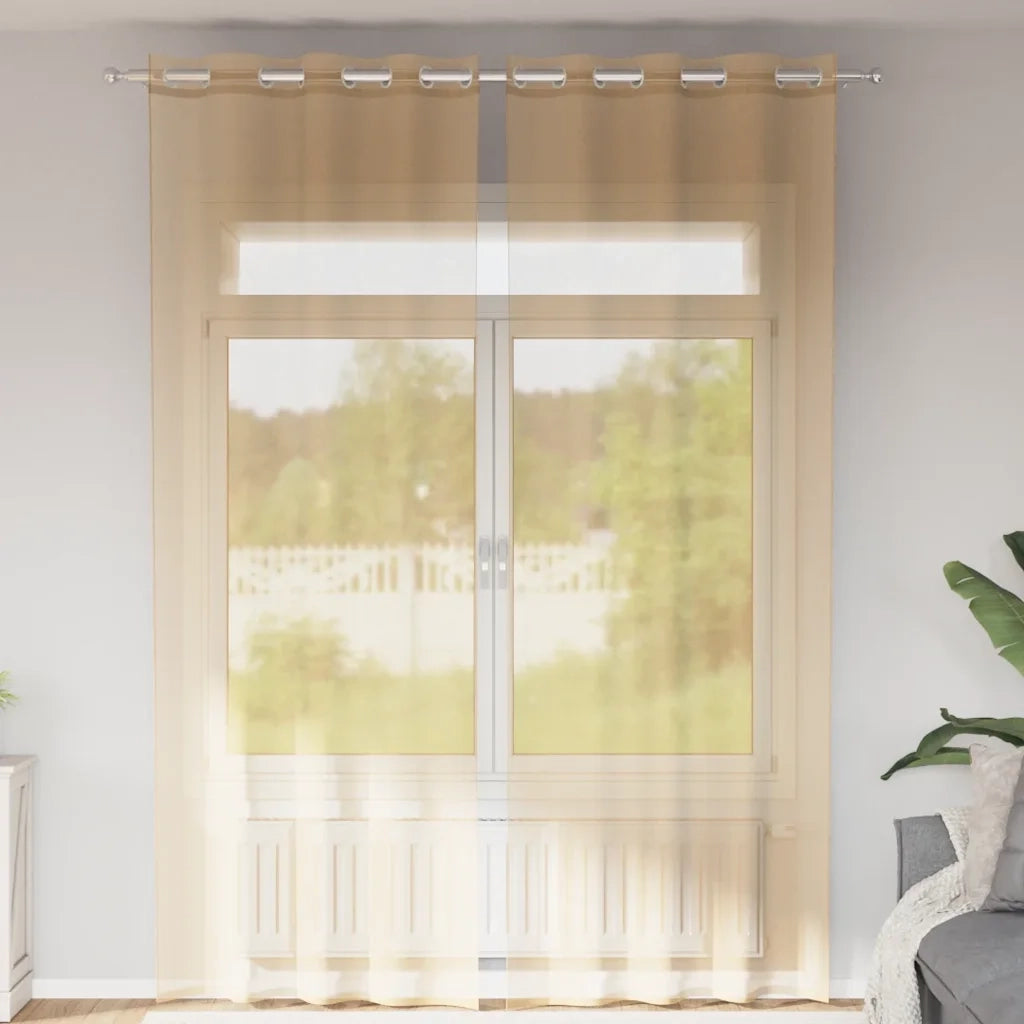 Tende in Voile con Occhielli 2 pz Sabbia 4102123