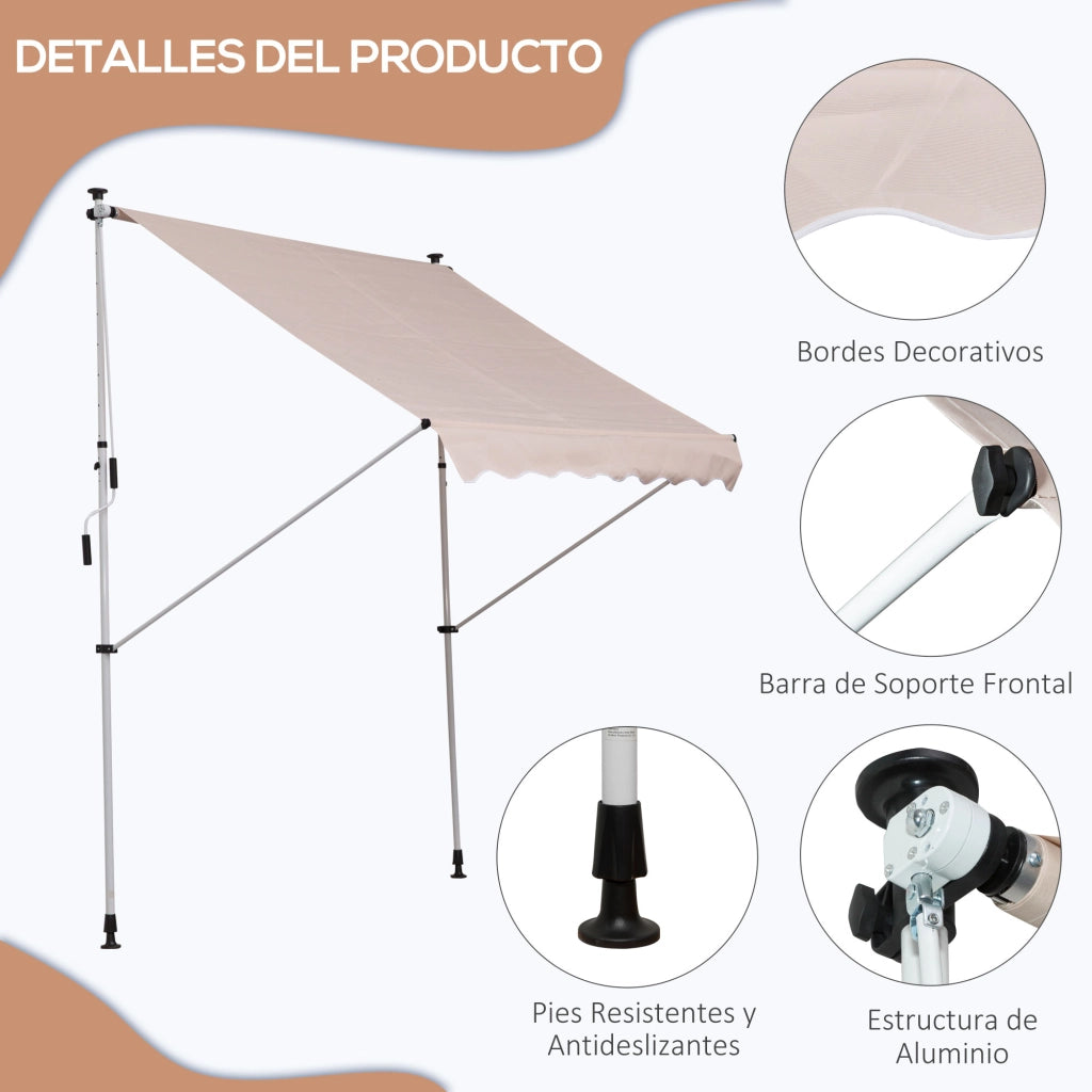 Tenda da Sole Retrattile Manuale ¨C Xylo ¨C Beige 200x150x170-280 cm