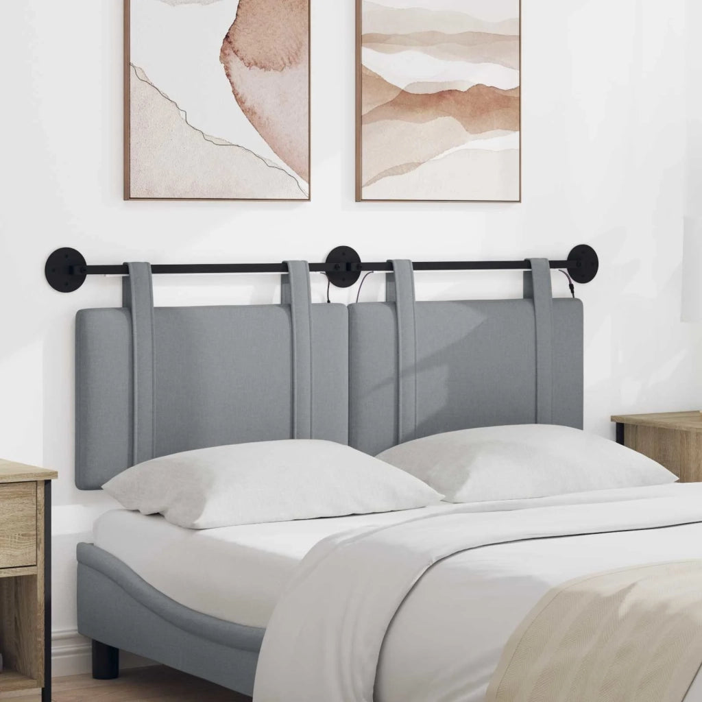 Testiera | Testata sospesa Con luce LED Grigio Chiaro Tessuto
