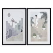 Set 2 stampe Hispanohogar incorniciate marrakech toni della terra e lilla 60x40