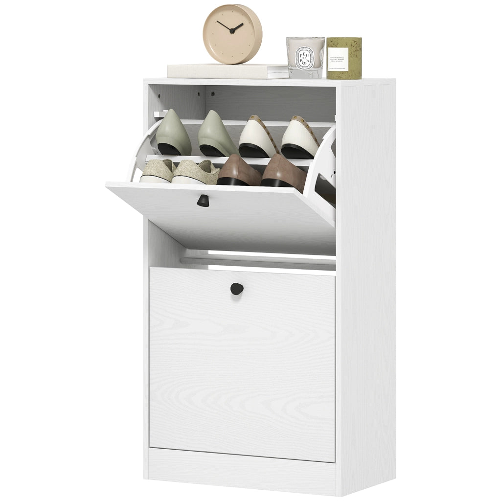 Scarpiera con Cassetti e Ripiani ¨C Minimal ¨C 47x26x85 cm Bianco Veteato