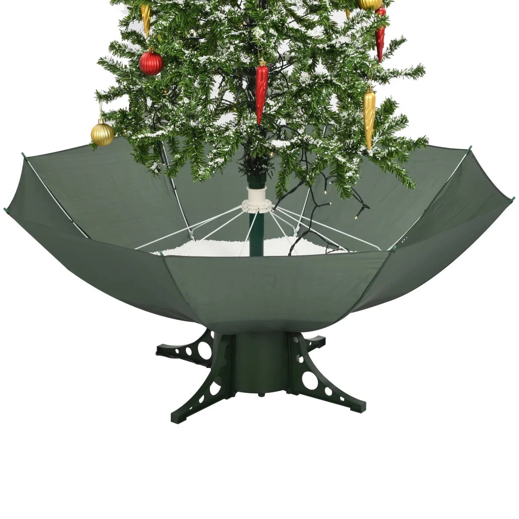 Albero di Natale con Neve e Base a Ombrellone Verde 170 cm 284335
