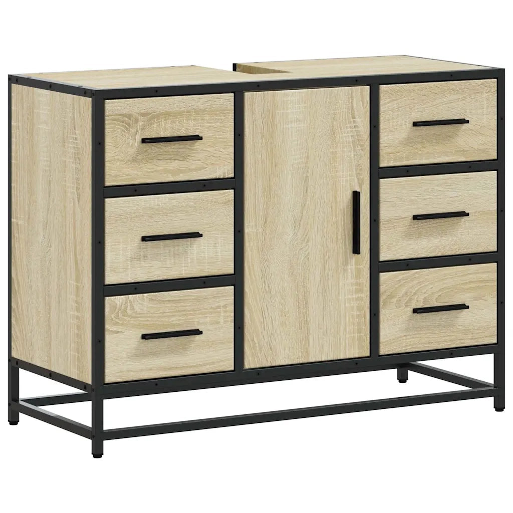 Mobile Lavabo Bagno-Armadietto da bagno Rovere Sonoma 60x30x60 cm Legno Multistrato 574425