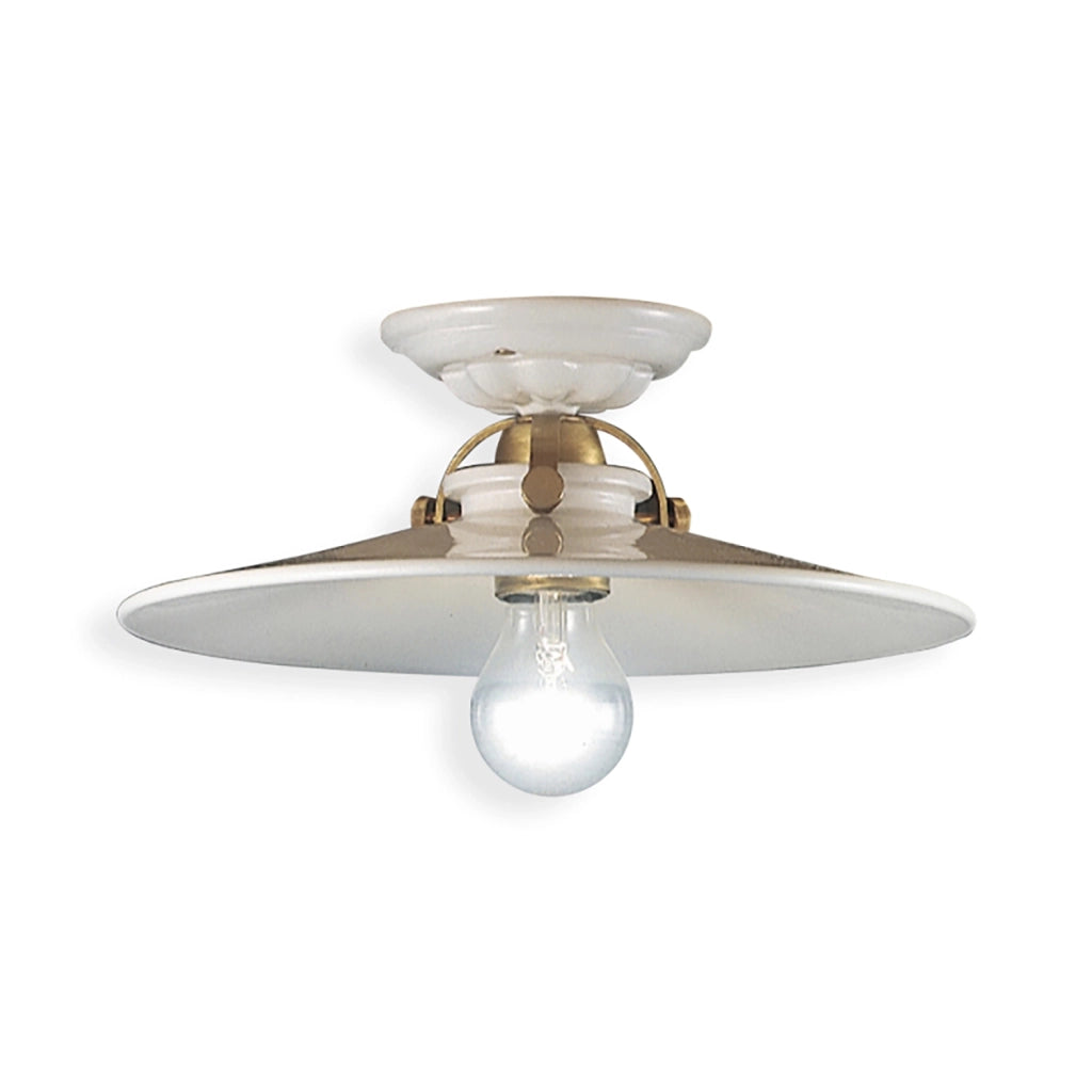 Plafoniera Classica Asti Ceramica E Ottone Satinato Decorato 1 Luce E27