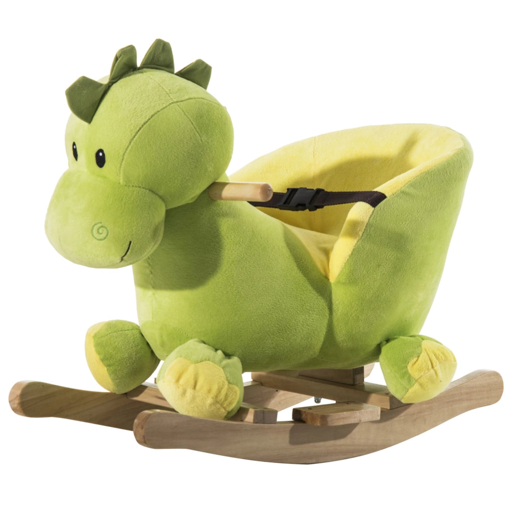 EasyComfort Cavallo a Dondolo per Bambini in Legno Dinosauro, Cavalluccio per Bambini, 60x33x45cm, Verde