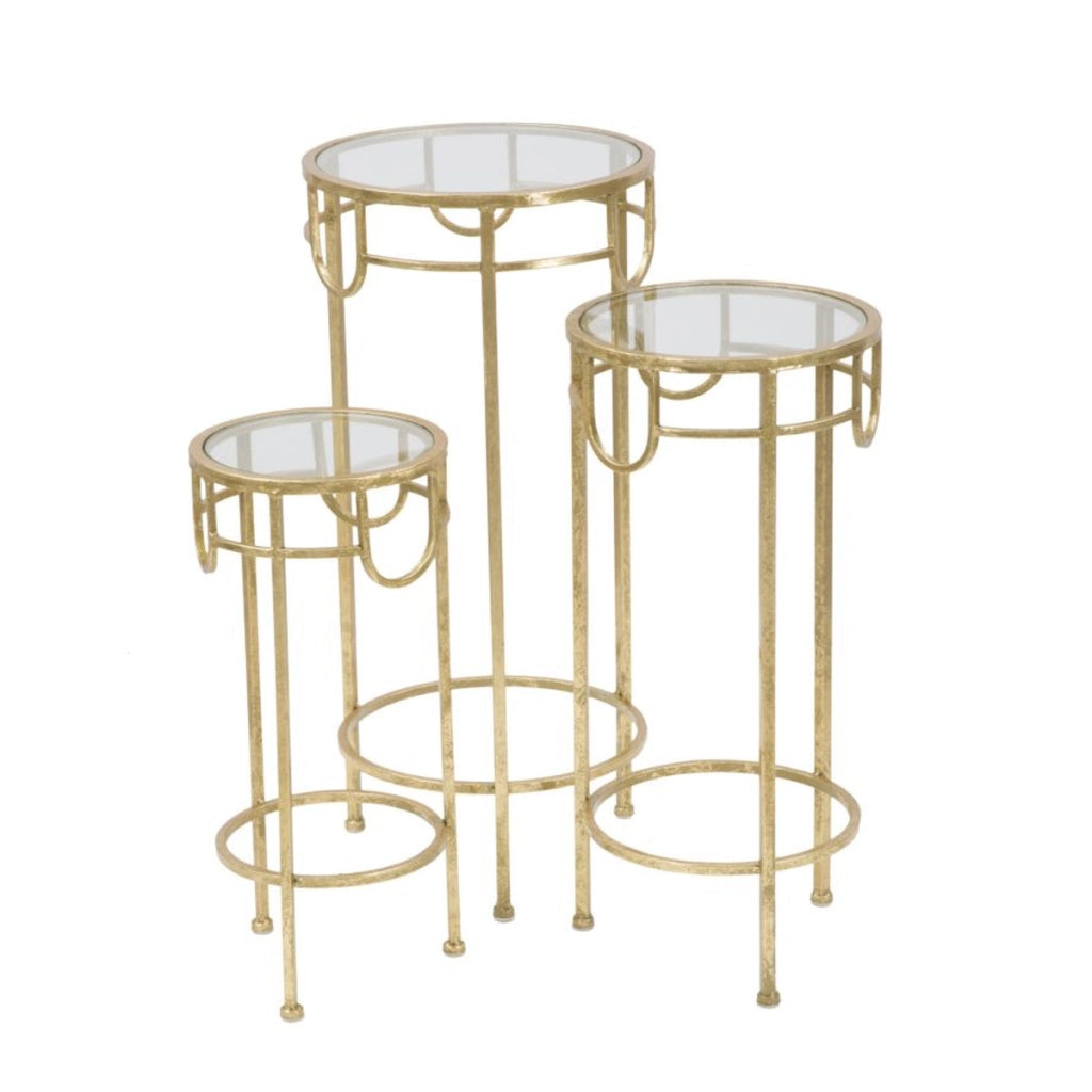 Set di Tavolini VKH428, Oro, Metallo, 33x33x70 cm