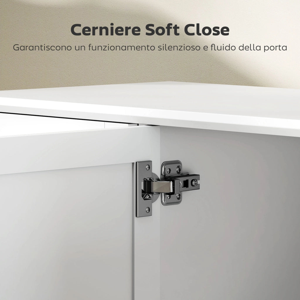Credenza Buffet Elegante con 2 Cassetti e 3 Armadietti con Ripiani Regolabili, in Legno, 120x38x86 cm, Bianco