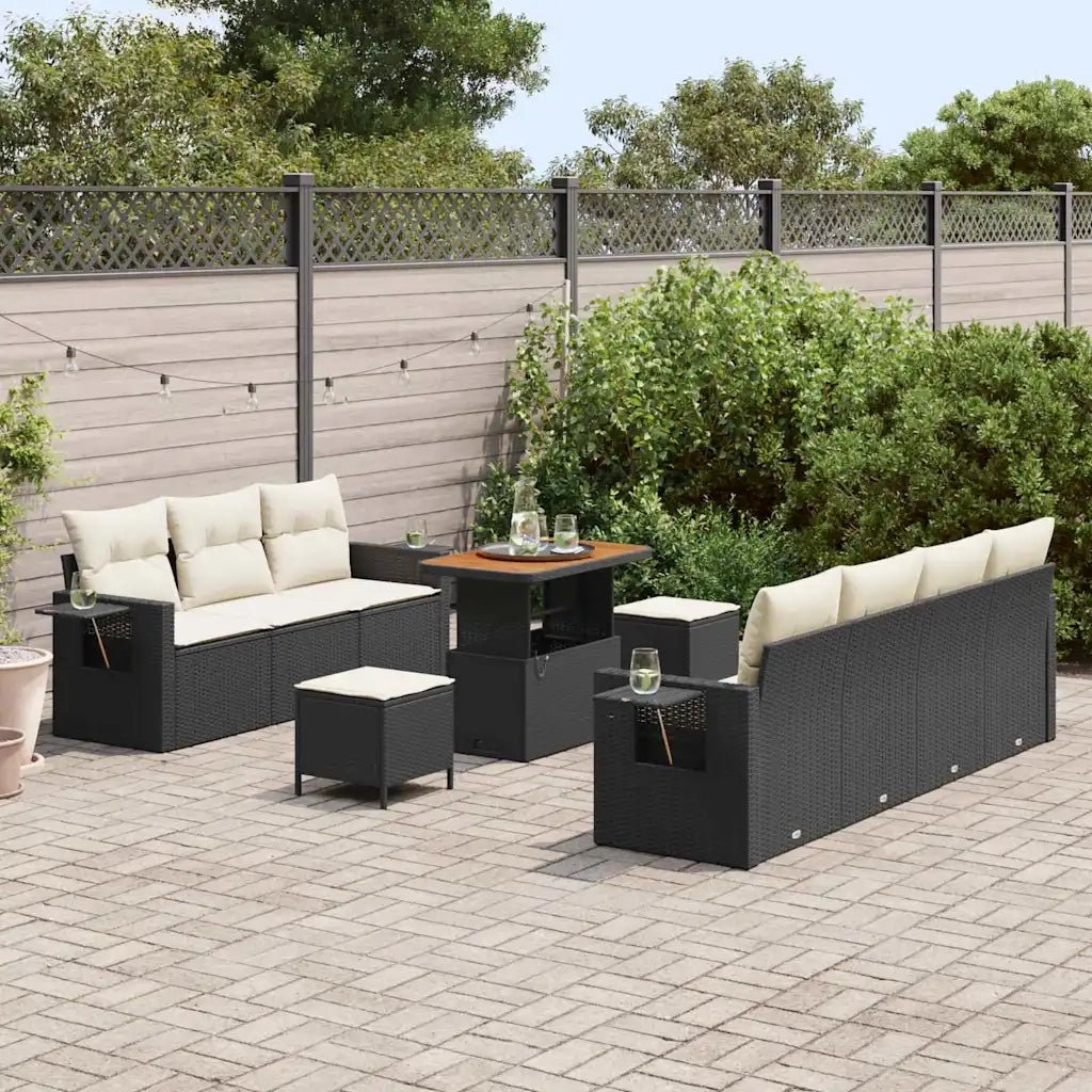Set Divano da Giardino con cuscino 10 pcs Nero polyrattan 3361710