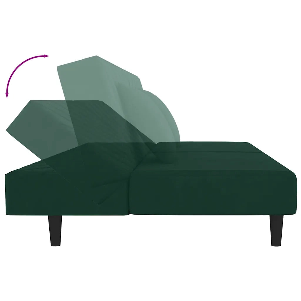 Divano Letto a 2 Posti con 2 Cuscini-Sofa Letto 2 Posti-Daybed Verde Scuro in Velluto 513538
