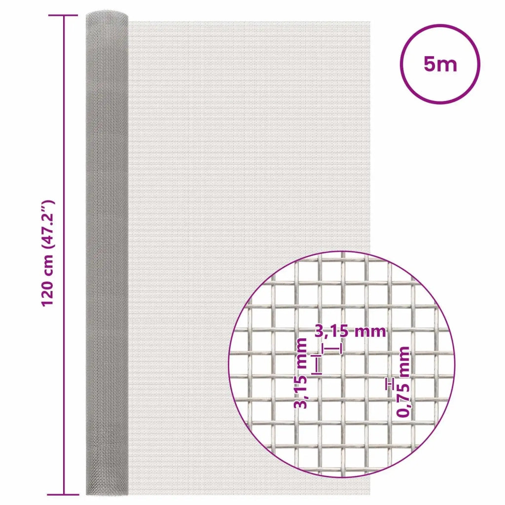 Rete per schermatura 120 x 500 cm 6 Mesh Argento 42039660