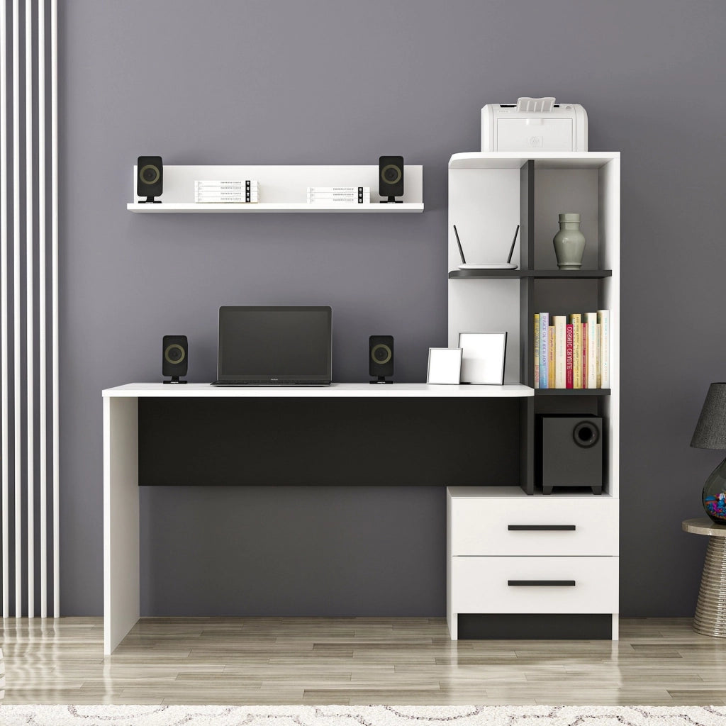 Thiesi, Scrivania 7 Ripiani, 120x60x74h cm Bianco
