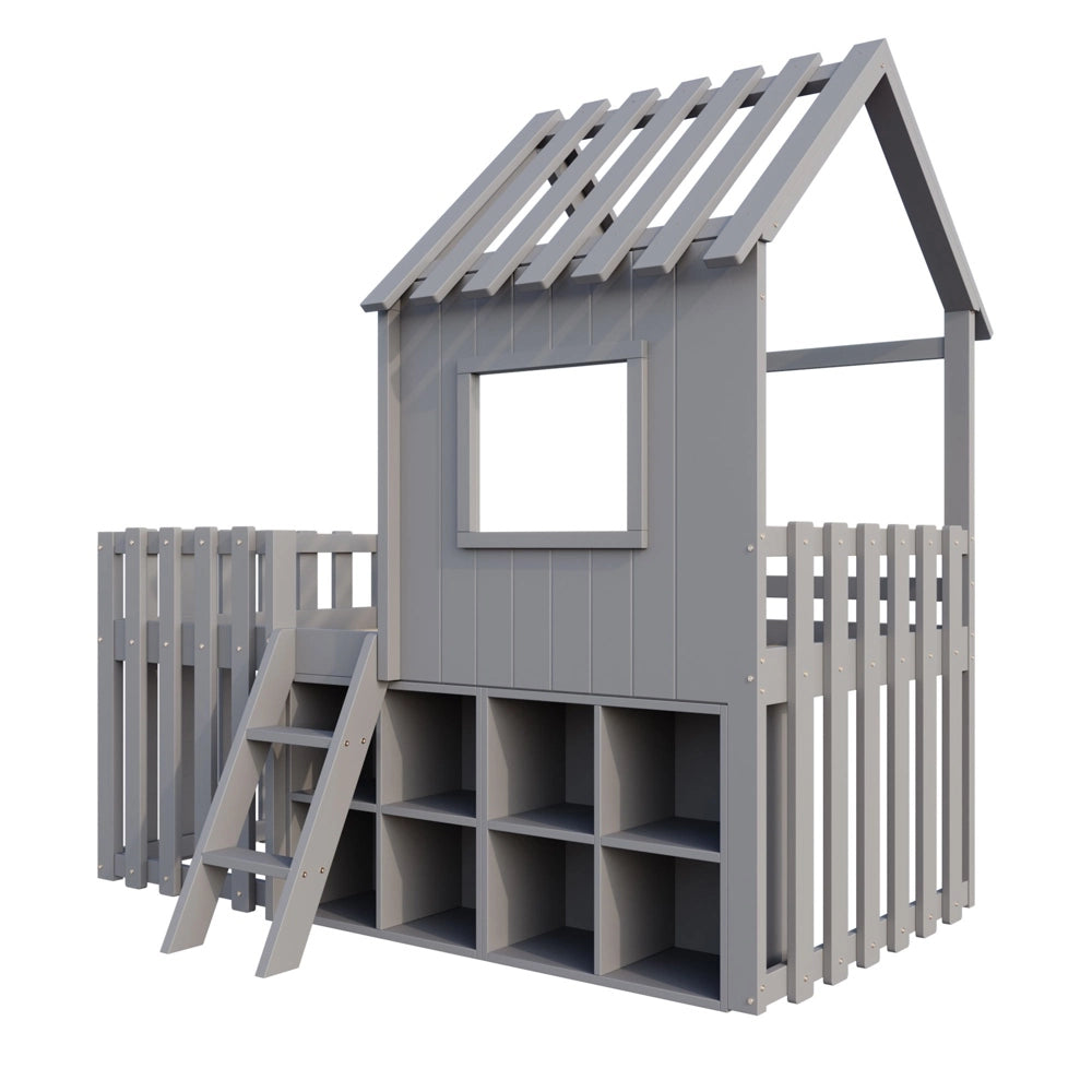 Letto casa bambini - Xylo - 90x200 cm legno grigio