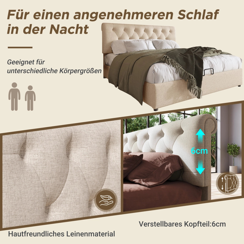 letto imbottito lino naturale 140x200 cm