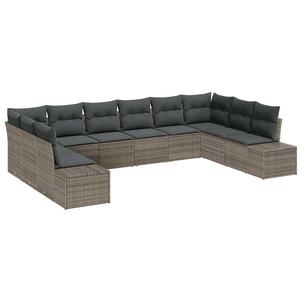Set Divano da Giardino con cuscino 10 pcs Grigio polyrattan 3347239