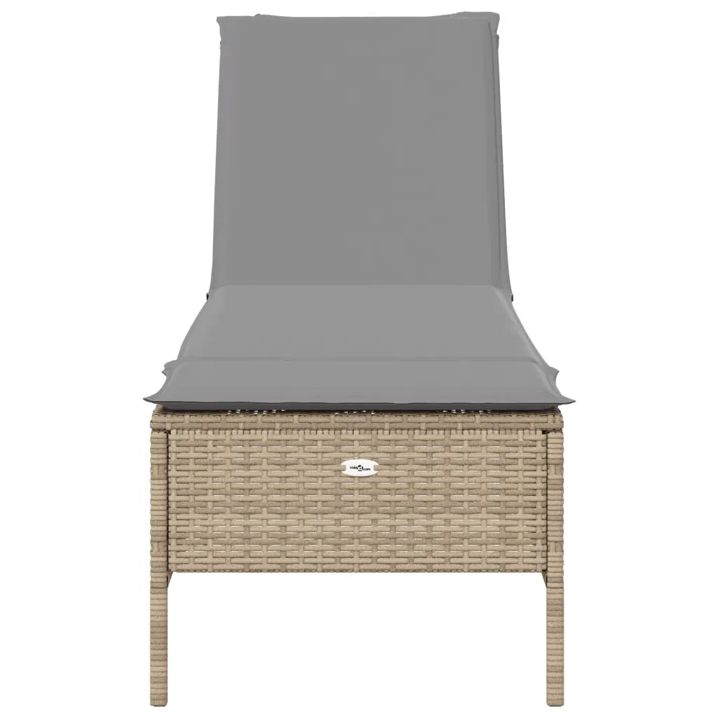 Lettino Prendisole con Cuscini Beige in Polyrattan 4002722