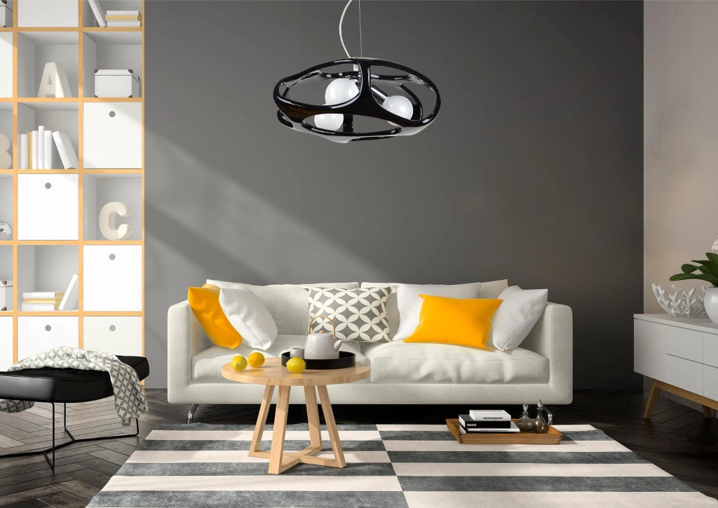 Lampadario a sospensione Lampex Amano nero 3xE27 Ø40cm