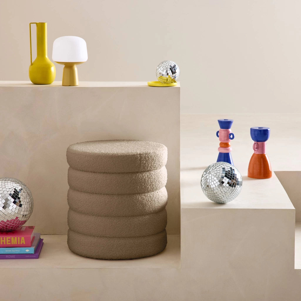 Pouf contenitore in bouclé, talpa