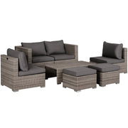 Set Salotto da Giardino 8 Pezzi ¨C Xylo ¨C Polyrattan Grigio con Poltrone Tavolini Sgabelli Salvaspazio