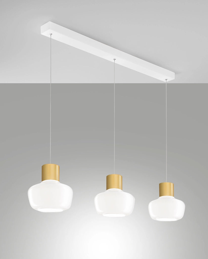 Lampada a Sospensione Kino LED 36W 3900lm 3000K Dimmerabile, Struttura in Metallo e Vetro Borosilicato Bianco - IP20 Classe 1