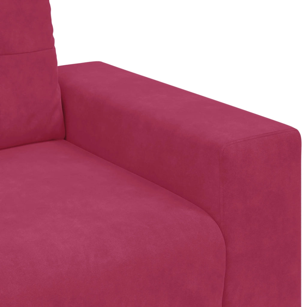 Divano a due posti con cuscino-Sofa 2 Posti Rosso vino Velluto