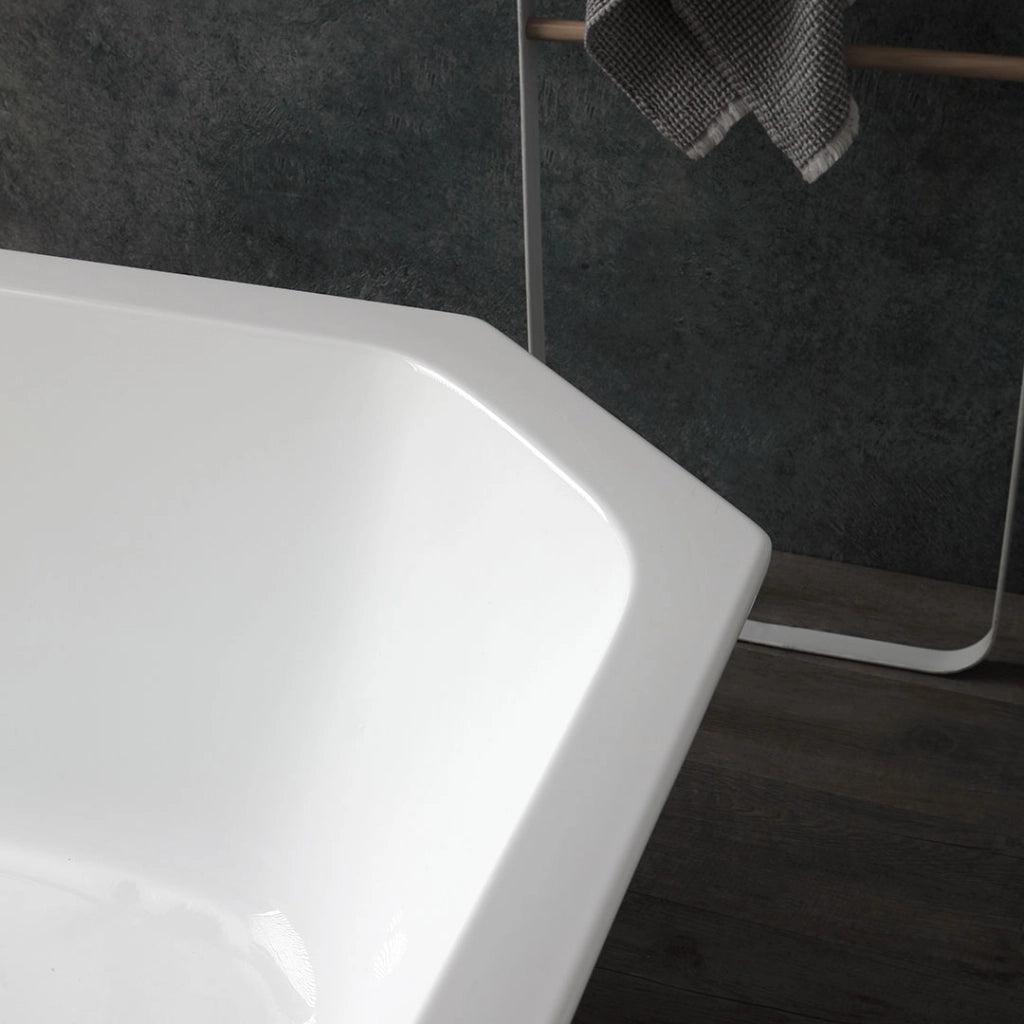 Vasca freestanding ottagonale in acrilico bianco