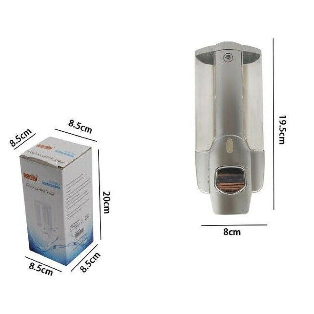 Trade Shop - Dispenser Porta Sapone Liquido Dosatore Grigio Bagno Parete Doccia 350 Ml 69413 -
