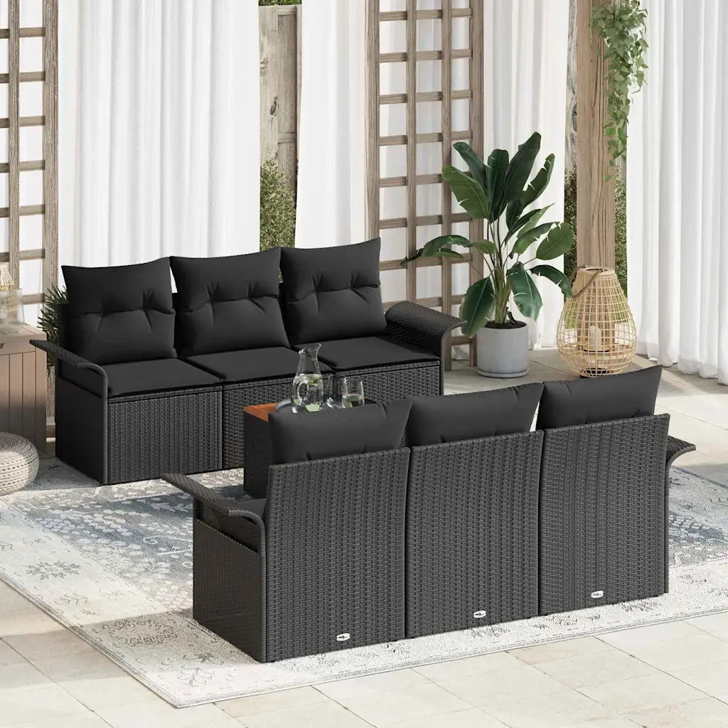 Set Divano da Giardino con archiviazione 7 pcs Nero polyrattan 3355944