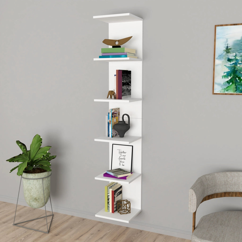 Mensola da Parete Surahammar Libreria Scaffale a Muro con 6 Ripiani - Bianco [en.casa]