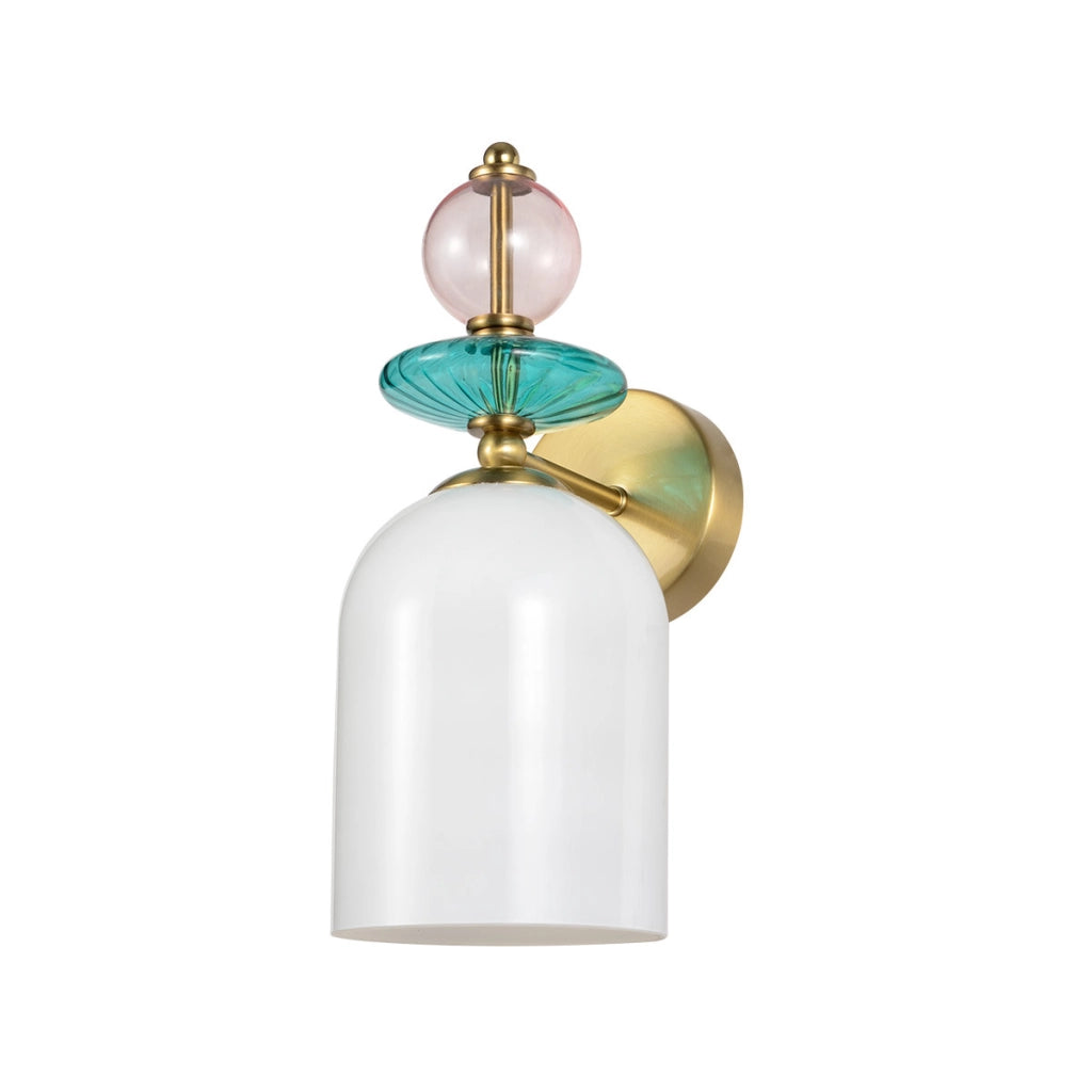 Applique Art Déco bianca ovale vetro oro E27 Tropea